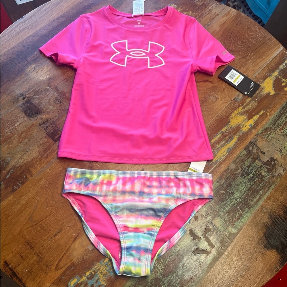 NWT Under Armour Girls 2 Piece Swim